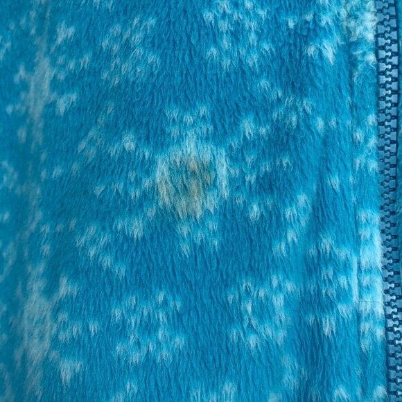 La Vie En Rose blue fleece onesie pajamas with zip-up closure & 1 slipper/sock M - Picture 6 of 14